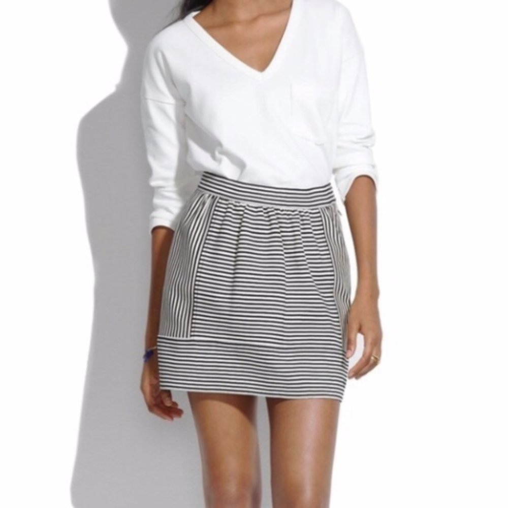 Madewell Ponte Swivel Mini Skirt Black/Cream Stripe
